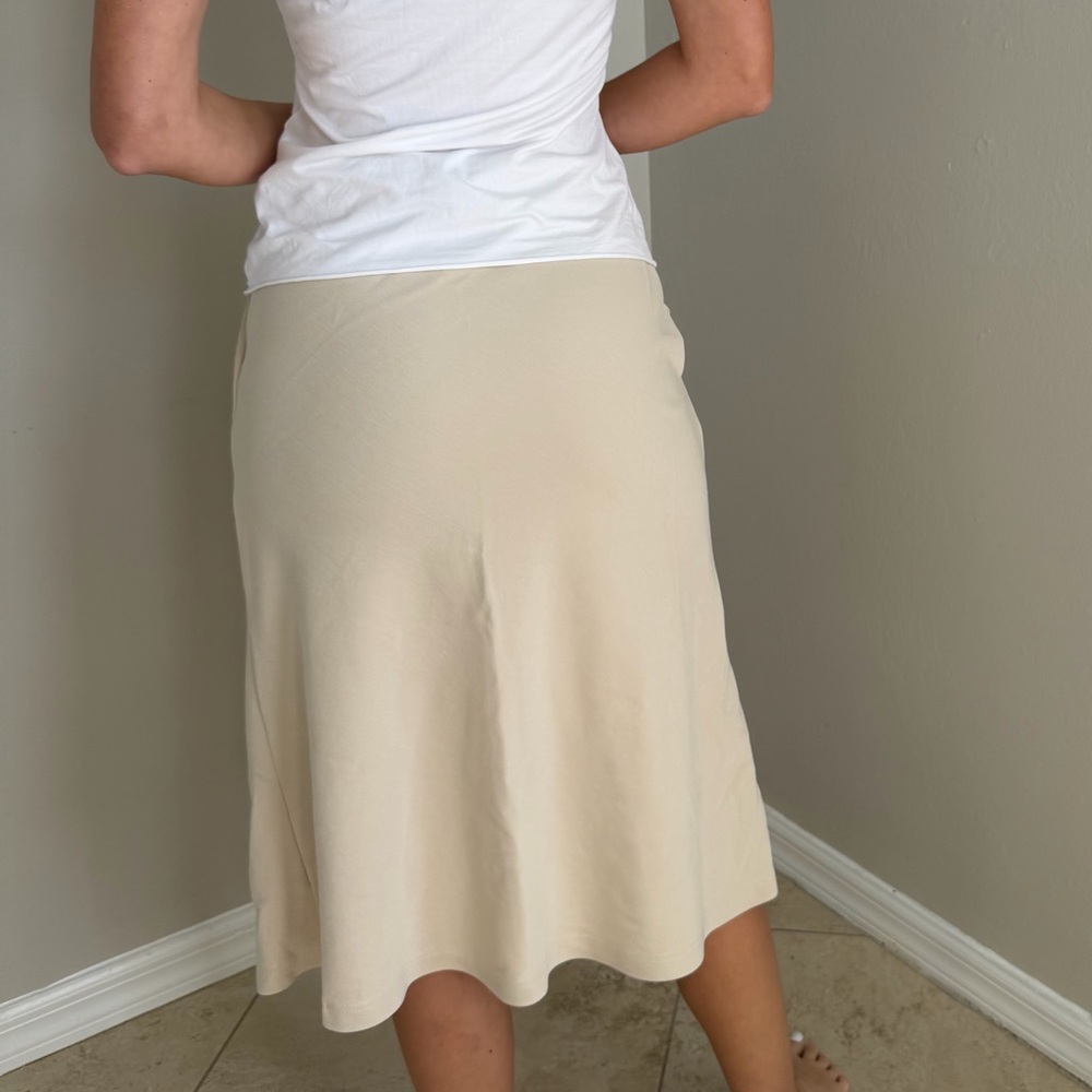OGL Beige Midi Skirt Neutral Minimalist Capsule Wardrobe Size Small